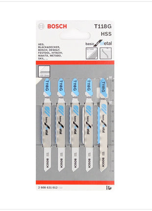 Bosch T 118 G Stichsägeblätter Basic for Metal 5 Stk. 92 mm ( 2608631012 ) - Toolbrothers