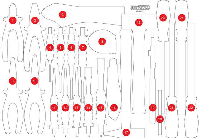 KS TOOLS Insert en mousse vide pour 811.0033 ( 811.0033-97 )