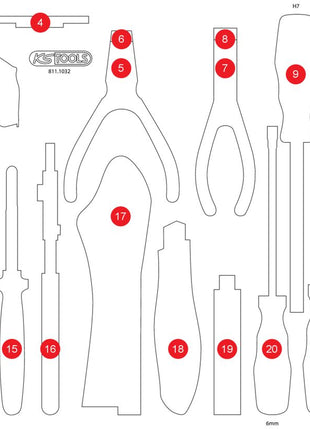 KS TOOLS Inserto in schiuma vuoto per 811.1032 ( 811.1032-97 )