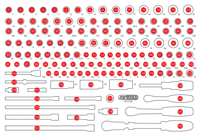 KS TOOLS Inserto in schiuma vuoto per 811.1142 ( 811.1142-97 )