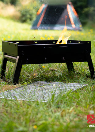 Toolbrothers Griglia a carbonella portatile per il campeggio, da allestire senza attrezzi 43 x 29 x 23 cm nero cromato Smoker BBQ Pit Grill