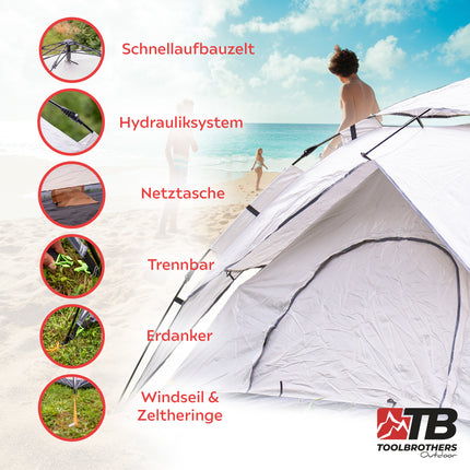 Toolbrothers Outdoor Camping Tente pour 2-4 personnes Tente dôme hydraulique Tente pop-up Etanche, 2000 mm colonne d'eau + matelas isolant