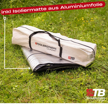 Toolbrothers Outdoor Camping Tente pour 2-4 personnes Tente dôme hydraulique Tente pop-up Etanche, 2000 mm colonne d'eau + matelas isolant