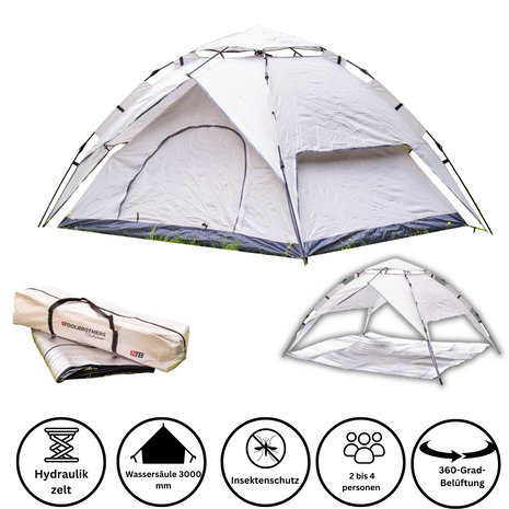 Toolbrothers Tenda da campeggio all'aperto per 2-4 persone Tenda a cupola idraulica Tenda pop-up Impermeabile, 2000 mm di colonna d'acqua + materasso isolante