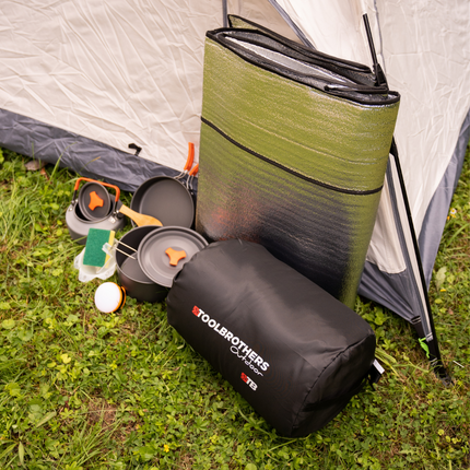 Toolbrothers Outdoor Camping-Set Tenda per 2-4 persone Tenda idraulica con materasso isolante & attrezzatura da campeggio 14 pz.