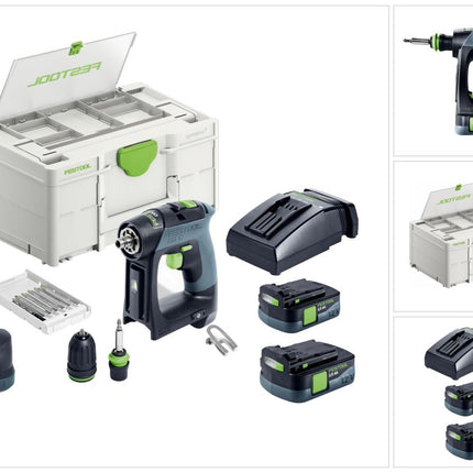Festool CXS 12 2,5-Set Trapano avvitatore a batteria 12 V 30 Nm Brushless ( 576865 ) + 2x batteria 2,5 Ah + caricatore + kit di punte + Systainer