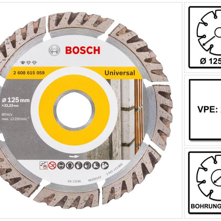 Bosch Standard per disco diamantato universale 125 x 22,23 mm 2 pezzi ( 2x 2608615059 ) per calcestruzzo, acciaio-calcestruzzo, mattoni, calce e arenaria