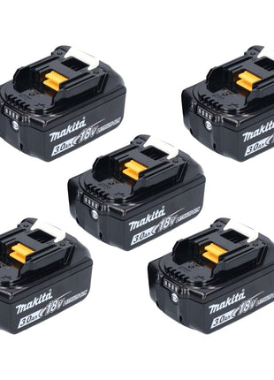 Kit di batterie Makita 5x BL 1830 B 18 V 3,0 Ah / 3000 mAh Li-Ion ( 5x 197599-5 ) con display LED - originale, non copiato