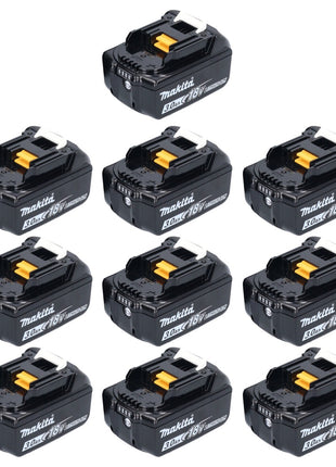 Set di batterie Makita 10x BL 1830 B 18 V 3,0 Ah / 3000 mAh Li-Ion ( 10x 197599-5 ) con display LED - originale, non copiato