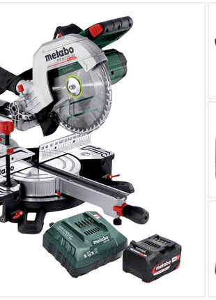 Metabo KGS 18 LTX BL 254 Troncatrice radiale a batteria 18 V 254 mm Brushless ( 614254920 ) + 1x batteria 4,0 Ah + kit di ricarica