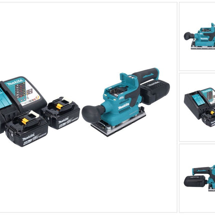 Makita DBO 382 RG Levigatrice orbitale a batteria 18 V 93 x 185 mm brushless + 2x batteria ricaricabile 6,0 Ah + caricabatterie