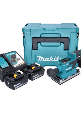 Makita DBO 382 RTJ levigatrice orbitale a batteria 18 V 93 x 185 mm brushless + 2x batteria ricaricabile 5,0 Ah + caricabatterie + Makpac
