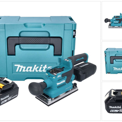 Makita DBO 382 G1J Akku Schwingschleifer 18 V 93 x 185 mm Brushless + 1x Akku 6,0 Ah + Makpac - ohne Ladegerät