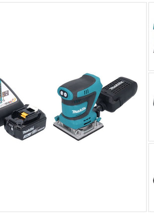 Levigatrice vibrante a batteria Makita DBO 484 RF1 18 V 112 x 102 mm + 1x batteria 3,0 Ah + caricabatterie