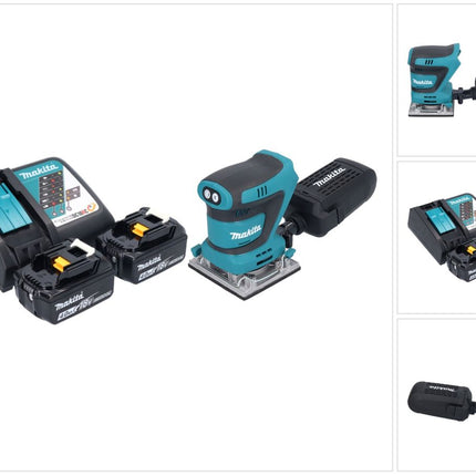 Makita DBO 484 RM Akku Schwingschleifer 18 V 112 x 102 mm + 2x Akku 4,0 Ah + Ladegerät