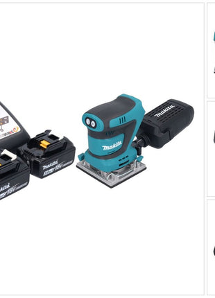 Makita DBO 484 RT cordless orbital sander 18 V 112 x 102 mm + 2x rechargeable battery 5.0 Ah + charger