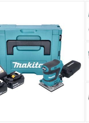 Makita DBO 484 RMJ cordless orbital sander 18 V 112 x 102 mm + 2x rechargeable battery 4.0 Ah + charger + Makpac