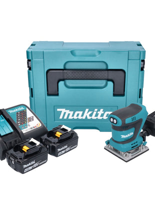 Makita DBO 484 RMJ cordless orbital sander 18 V 112 x 102 mm + 2x rechargeable battery 4.0 Ah + charger + Makpac