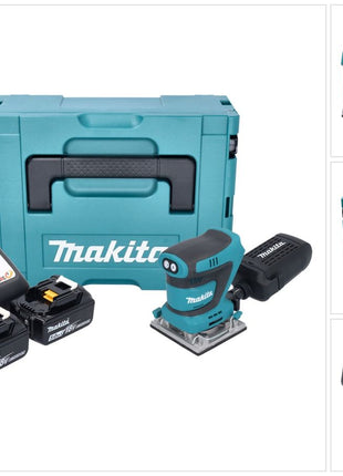 Makita DBO 484 RTJ akumulatorowa szlifierka oscylacyjna 18 V 112 x 102 mm + 2x akumulator 5,0 Ah + ładowarka + Makpac