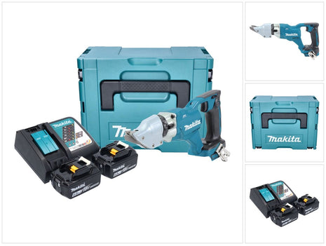 Makita DJS 200 RGJ cesoie a batteria 18 V 2,0 mm brushless + 2x batteria 6,0 Ah + caricabatterie + Makpac