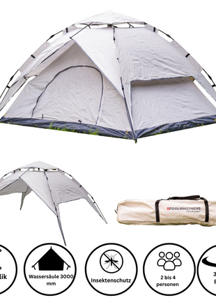 Toolbrothers Tenda da campeggio all'aperto per 2-4 persone Tenda a cupola Tenda idraulica Tenda pop-up Impermeabile, colonna d'acqua 2000-3000 mm