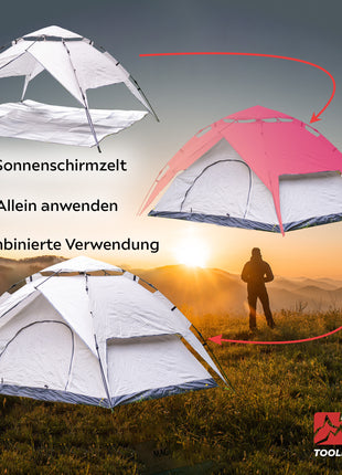 Toolbrothers Tenda da campeggio all'aperto per 2-4 persone Tenda a cupola Tenda idraulica Tenda pop-up Impermeabile, colonna d'acqua 2000-3000 mm