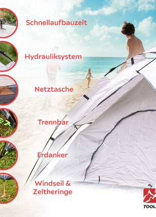 Toolbrothers Tenda da campeggio all'aperto per 2-4 persone Tenda a cupola Tenda idraulica Tenda pop-up Impermeabile, colonna d'acqua 2000-3000 mm