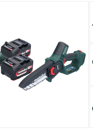 Metabo MS 18 LTX 15 cordless pruning saw 18 V 15 cm 5 m/s + 2x rechargeable battery 4.0 Ah + charger