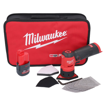 Milwaukee M12 FDSS-251B Ponceuse delta sans fil 12 V 88,8 x 63,5 mm + 1x batterie 2,5 Ah - sans chargeur de batterie