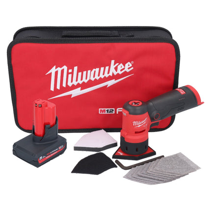 Milwaukee M12 FDSS-501B Ponceuse delta sans fil 12 V 88,8 x 63,5 mm + 1x batterie 5,0 Ah - sans kit chargeur