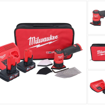 Meuleuse à pointes sur batterie Milwaukee M12 FDSS-602B 12 V 88,8 x 63,5 mm + 2x batteries 6,0 Ah + chargeur