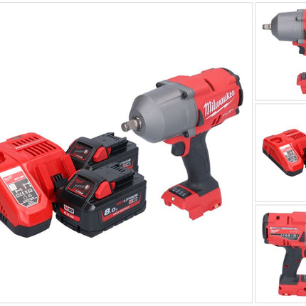 Milwaukee M18 FHIWF12-802 Akku Schlagschrauber 18 V 1356 Nm 1/2" Brushless + 2x Akku 8,0 Ah + Ladegerät