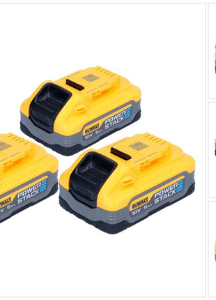 Kit di batterie DeWalt DCBP 518 H3 3x Powerstack 18 V 5,0 Ah / 5000 mAh XR Li-Ion - con indicatore di carica