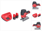 Seghetto alternativo a batteria Milwaukee M12 JS-252 12 V + 2x batteria ricaricabile 2,5 Ah + caricabatterie