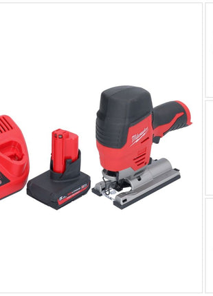Milwaukee M12 JS-501 Akku Stichsäge 12 V + 1x Akku 5,0 Ah + Ladegerät
