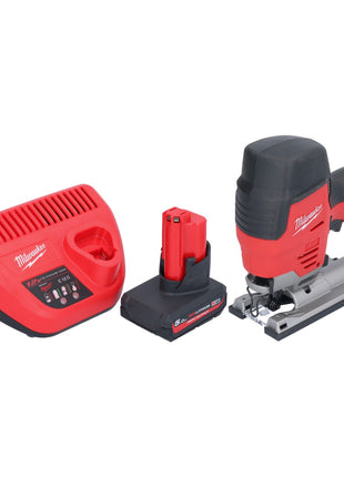 Milwaukee M12 JS-501 Akku Stichsäge 12 V + 1x Akku 5,0 Ah + Ladegerät