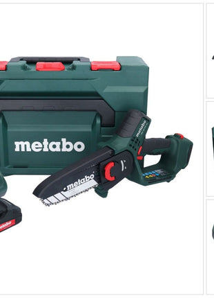 Metabo MS 18 LTX 15 sega da potatura a batteria 18 V 15 cm 5 m/s + 1x batteria ricaricabile 2,0 Ah + caricatore + metaBOX