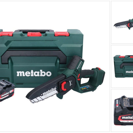 Metabo MS 18 LTX 15 Akku Gehölzsäge 18 V 15 cm 5 m/s + 1x Akku 4,0 Ah + metaBOX - ohne Ladegerät