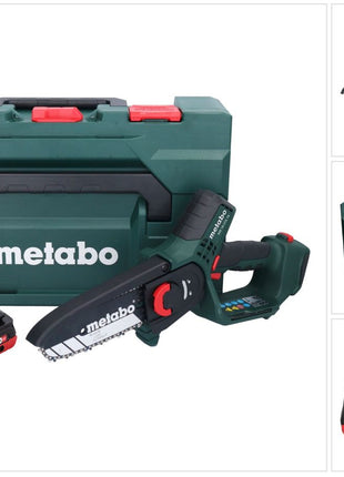 Metabo MS 18 LTX 15 cordless pruning saw 18 V 15 cm 5 m/s + 1x rechargeable battery 4.0 Ah + metaBOX - without charger