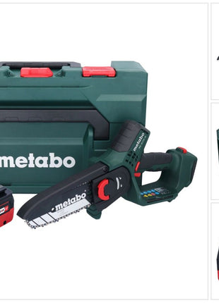 Metabo MS 18 LTX 15 sega da potatura a batteria 18 V 15 cm 5 m/s + 1x batteria ricaricabile 5,5 Ah + metaBOX - senza caricabatterie