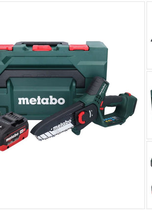 Metabo MS 18 LTX 15 sega da potatura a batteria 18 V 15 cm 5 m/s + 2x batteria ricaricabile 5,5 Ah + caricatore + metaBOX