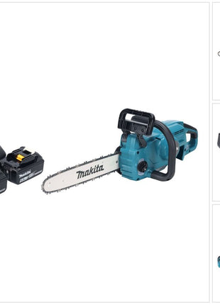 Makita DUC 357 RG2X2 Cordless chainsaw 18 V 35 cm 7.7 m/s Brushless + 2x battery 6.0 Ah + charger