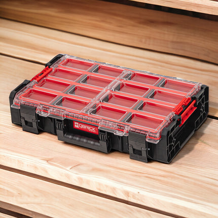 Qbrick System ONE Organizer XL 2.0 Long Bin empilable 582 x 387 x 131 mm 13,5 l IP66 avec 4 inlays et 12 séparateurs