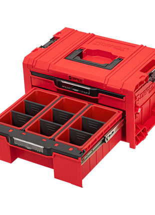 Qbrick System PRO Cassetto 2 Cassetta porta attrezzi 2.0 Expert RED ULTRA HD Cassetta porta attrezzi 450 x 310 x 244 mm 14 l impilabile IP54 con 2 cassetti