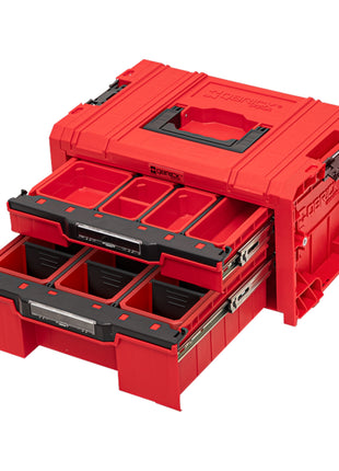 Qbrick System PRO Cassetto 2 Cassetta porta attrezzi 2.0 Expert RED ULTRA HD Cassetta porta attrezzi 450 x 310 x 244 mm 14 l impilabile IP54 con 2 cassetti