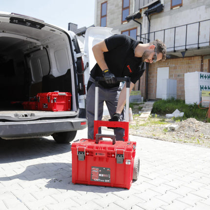 Qbrick System PRIME Cart RED ULTRA HD Impilabile su misura 590 x 425 x 660 mm 37 l IP66 100 kg di portata con doppio manico telescopico in alluminio