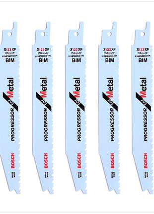 Bosch 5 Säbelsägeblätter 150 mm Progressor for Metal S 123 XF / S123XF ( 2608654402 ) - Toolbrothers