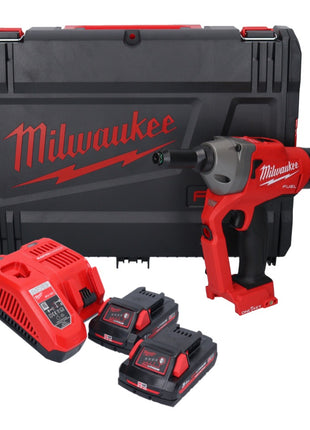 Riveteuse aveugle sur batterie Milwaukee M18 ONEFPRT-302X 18 V 20 kN sans balais + 2x batterie 3,0 Ah + chargeur + boîtier HD