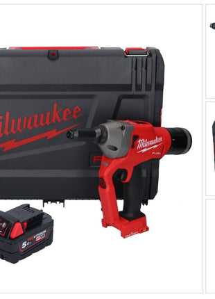 Milwaukee M18 ONEFPRT-501X Riveteuse sans fil 18 V 20 kN Brushless + 1x batterie 5,0 Ah + HD Box - sans chargeur