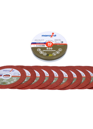 Marcrist 850 Inox Special disco da taglio ultrasottile 10 pezzi 115 x 1,0 x 22,23 mm ( 5007.0125.22 ) per smerigliatrici angolari
